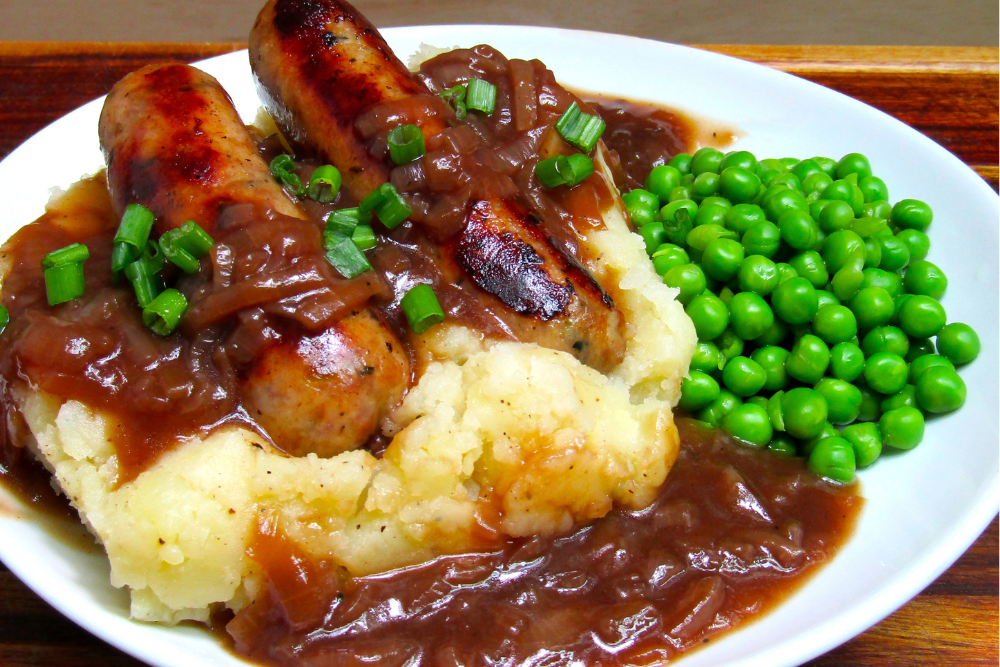 Bangers Mash with Guinness Gravy