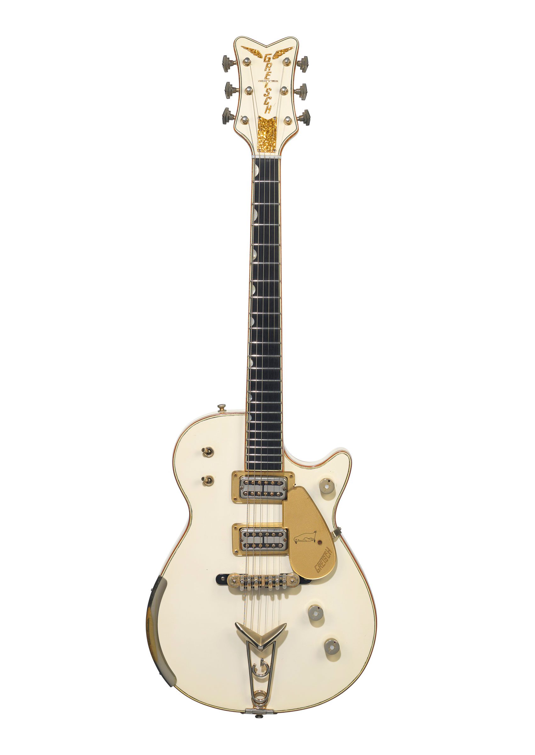 The Black Strat on display at Christie's auction house