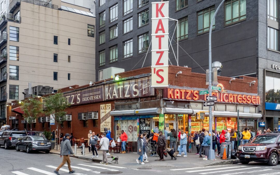 Katz's Delicatessen storefront in New York's Lower East Side